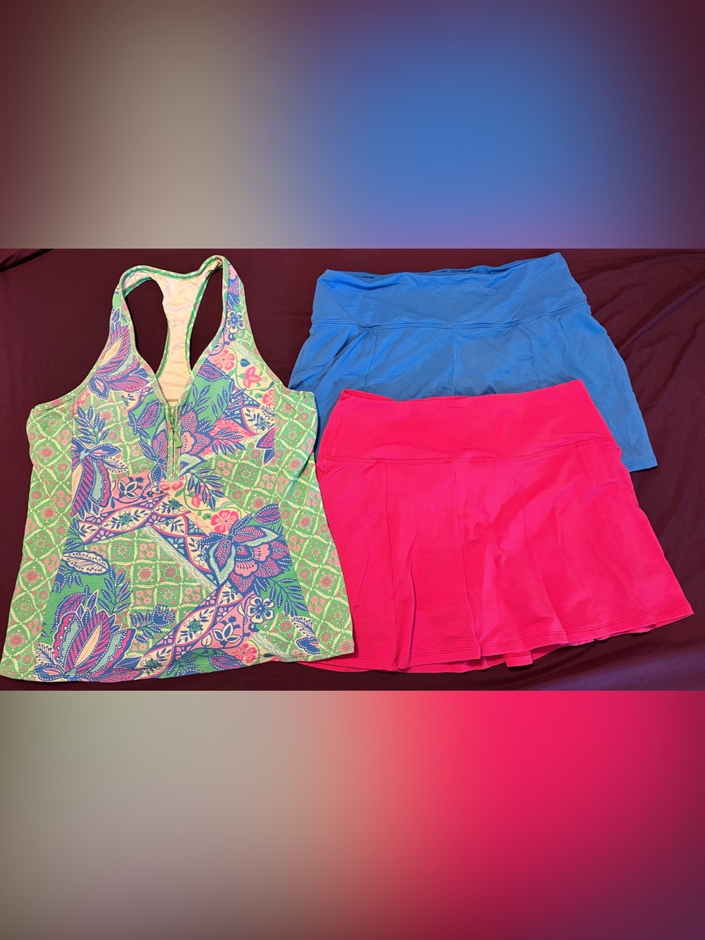 Beach House Swimsuit size 16 3 pieces- 1 top and 2 matching bottoms